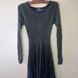 Women's long-sleeve, ribbed knit sweater dress from Express